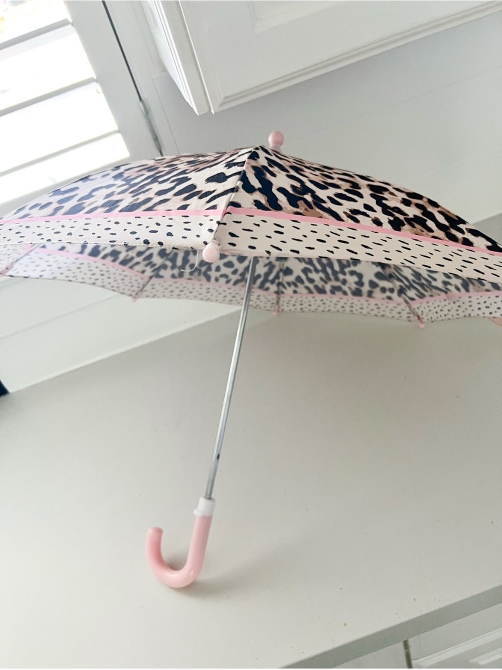 Stephen Joseph Leopard Print Kids Umbrella Pink & Brown Animal Print